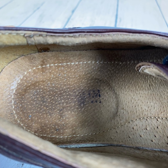 Florsheim Mens Size 10 D Burgundy Leather Oxfords Split Toe Lace Up Shoes - Picture 10 of 11